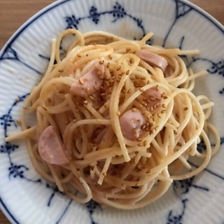 魚肉ソーセージのたらこパスタ